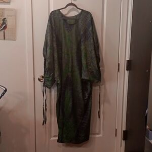 African Dress Free Size Green/gray tie die